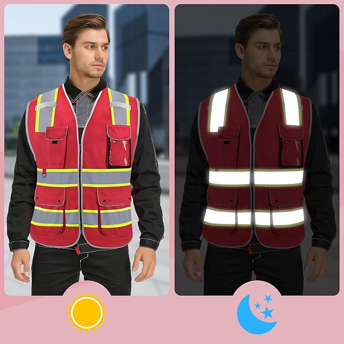 Reflective Safety Vest for Men Women, High Visibility Safety Vest - Image 3