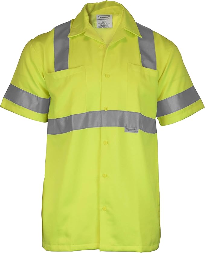 Ironwear 1860 Hi-Visibility Short Sleeve Buttoned Down Safety Work Shirt-Type R - Image 4