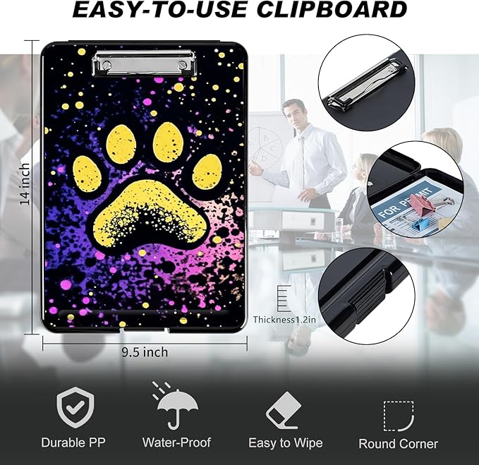 Clipboard with Storage, Hard Letter A4 Size Clip Board with Pen Holder & Paper - Image 2