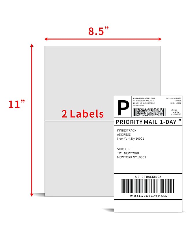 KKBESTPACK Half Sheet Shipping Labels - Image 3