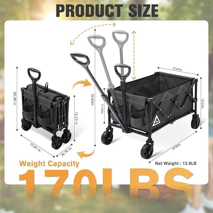 Wagon Cart Shopping Foldable Folding Collapsible - Image 2