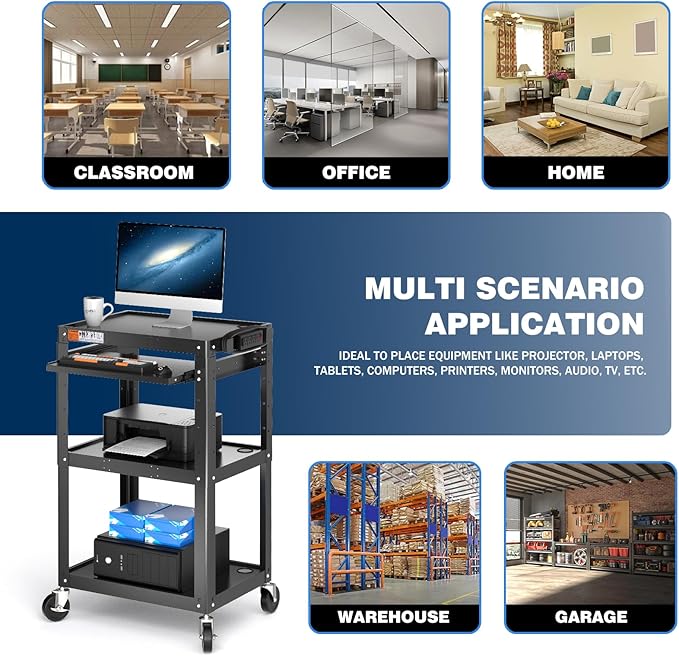 Steel AV Cart on Wheels - Image 9