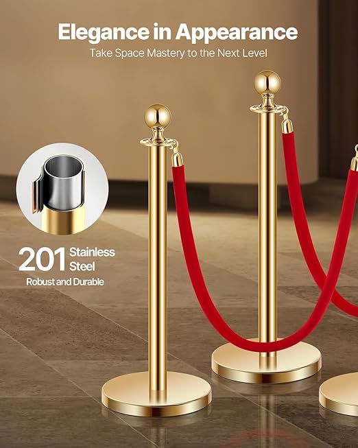 VEVOR Stanchions and Velvet Ropes 4Pcs, Hollow Base - Image 2