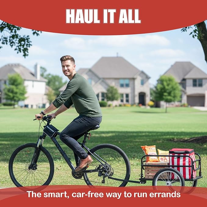 Bike Cargo Trailer with Spring Suspension, Bicycle Wagon Cart, Handle Cart 160 - Image 4