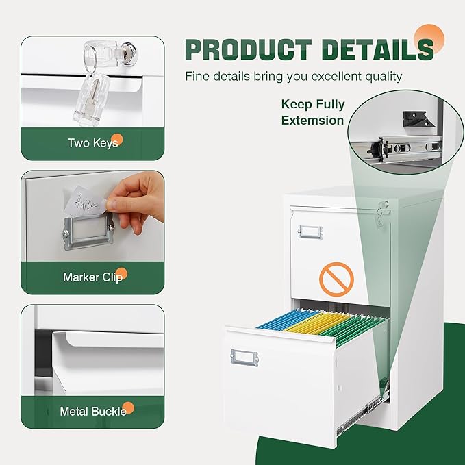 Letaya 2 Drawer File Cabinet - Image 4