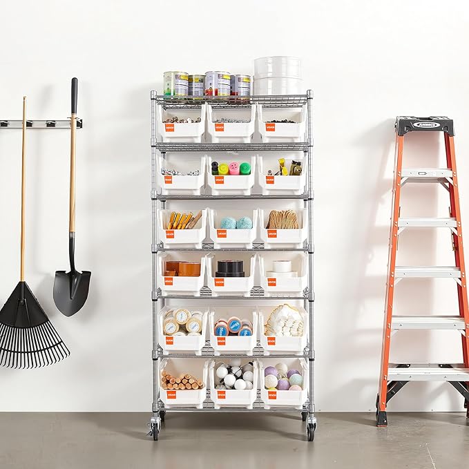 VEVOR 7-Tier Rolling Bin Storage Rack, 18 Organizer Bins, Bin Rack Storage - Image 8