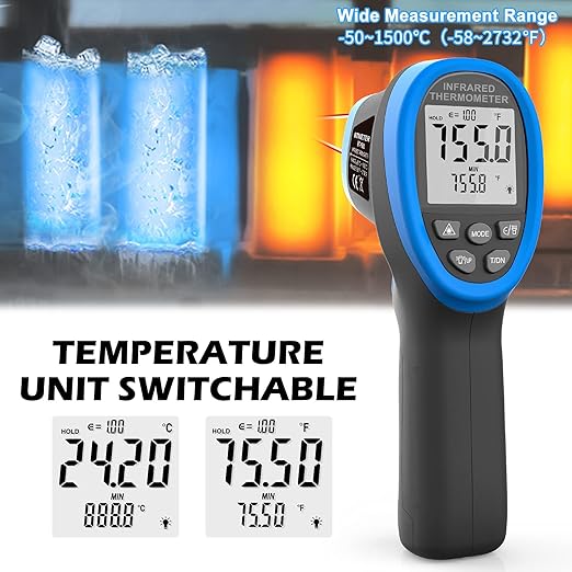 BTMETER BT-1500 Non-Contact Pyrometer 30:1 Industrial Laser Thermometer Gun - Image 5