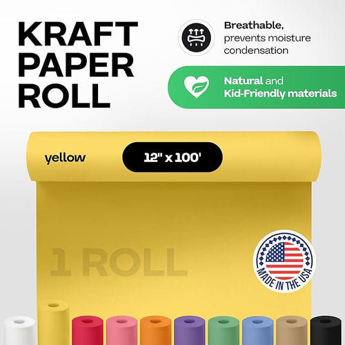 12" x 1200" Yellow Kraft Paper Roll - Image 2