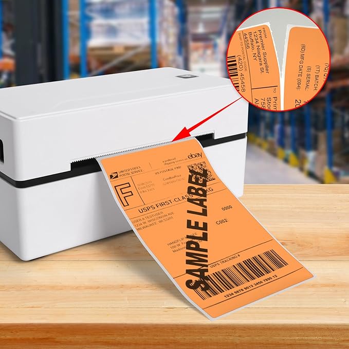 Orange Thermal Labels 3 × 5 Inch Vinyl Self-Adhesive Fanfold Direct Shipping - Image 2