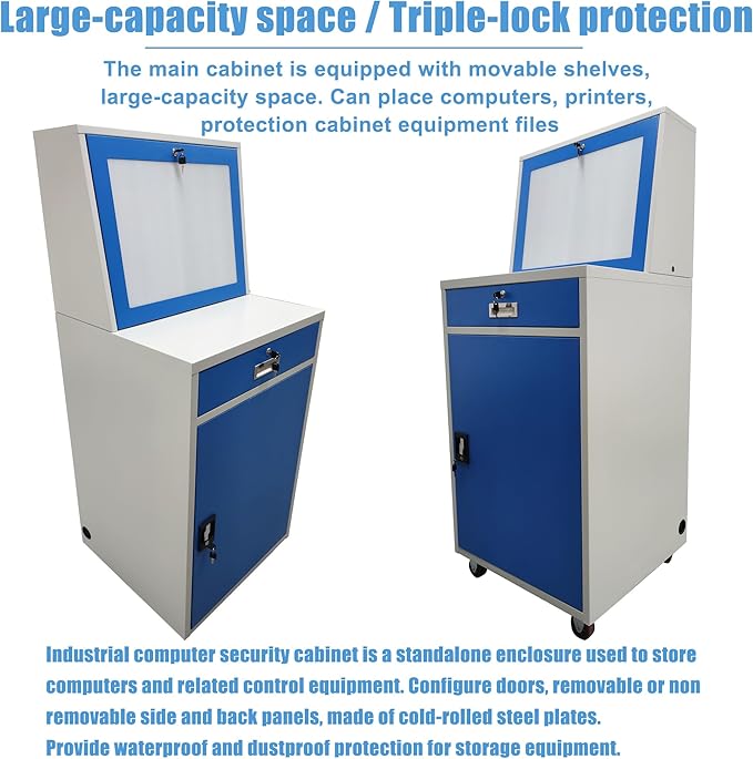 Industrial PC Enclosure Computer Security Cabinet Lockable Detachable Steel - Image 9
