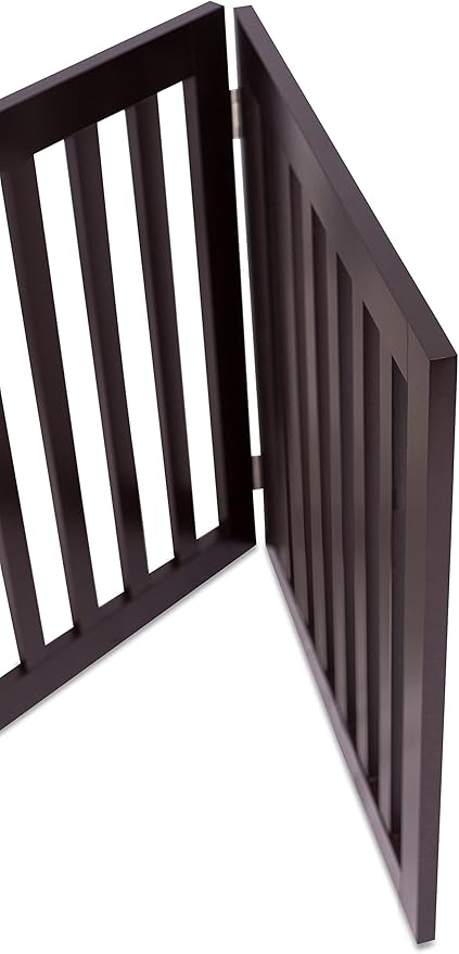 INTERNET'S BEST Dog Gate Indoor Freestanding Pet Barrier, Folding Wood Dog Fence - Image 9
