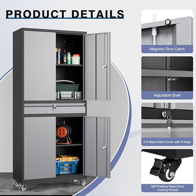 73" Metal Garage Storage Cabinet - Image 4