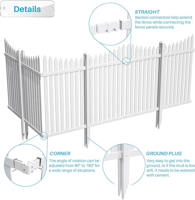 Patio Outdoor Fence 36"Hx84"L White Vinyl Picket Fence Panels Privacy Fence - Image 4