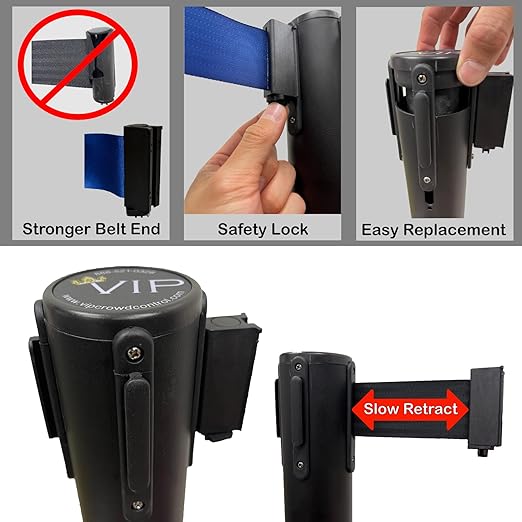 VIP Crowd Control Retractable Belt Stanchion Queue Safety Barrier Set - Image 2