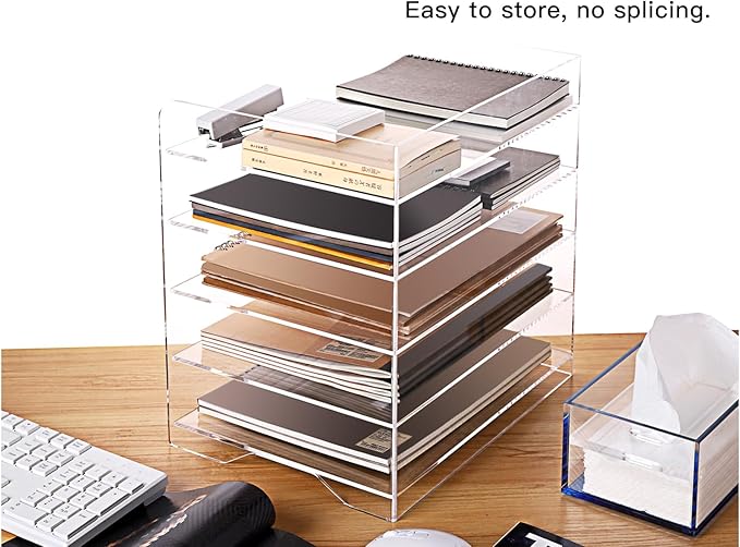 Acrylic Paper Letter Tray Organizer, 5 Tiers, Transparent, Rectangular - Image 5