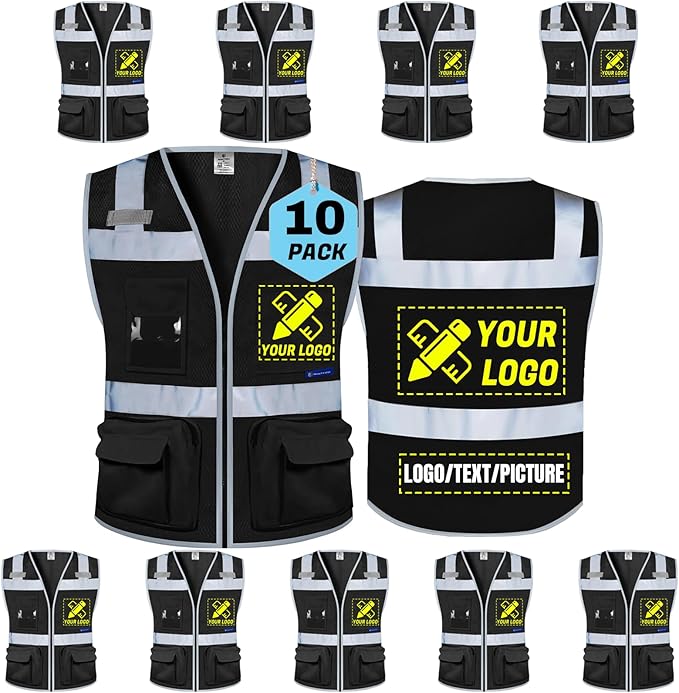 BeautyWill Custom Logo Safety Vest Class 2 High Visibility Reflective Vest by BeautyWill