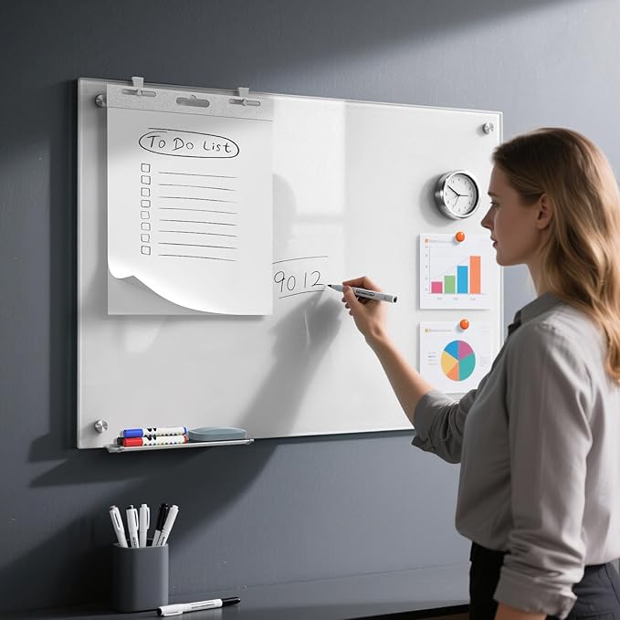 MaxGear Glass White Board 36x24 Inches Brilliance White Magnetic Dry Erase - Image 5