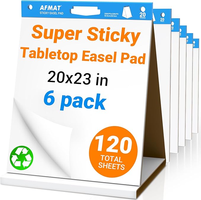 AFMAT Tabletop Sticky Easel Pad, 20 x 23 in Portable Easel Stands by AFMAT