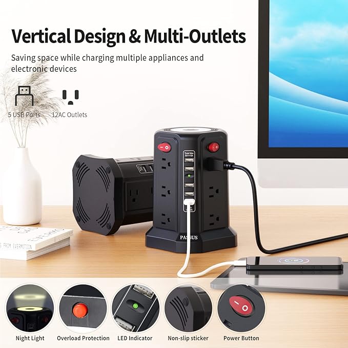 PASSUS Surge Protector Power Strip - Image 2