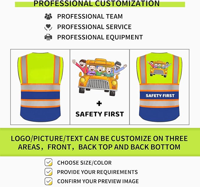 BeautyWill Custom Logo 10/20 Pack Safety Vest Class2 High Visibility Vest - Image 3