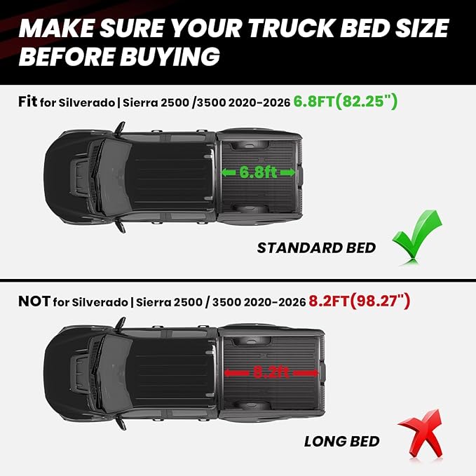 LASFIT Truck Bed Mat 2020-2026 for Chevrolet Silverado/GMC Sierra 2500HD 3500HD - Image 2