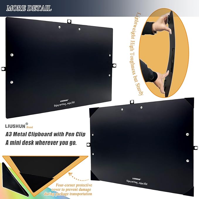 Three Black Clip Aluminum 11x17 Clipboard Metal Stainless Hangable Clipboards - Image 5