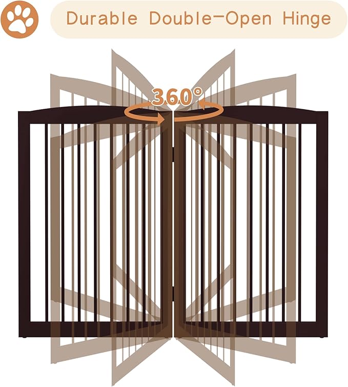 Freestanding Pet Gate for Dogs, Indoor Wooden Foldable Dog Gate for House - Image 6