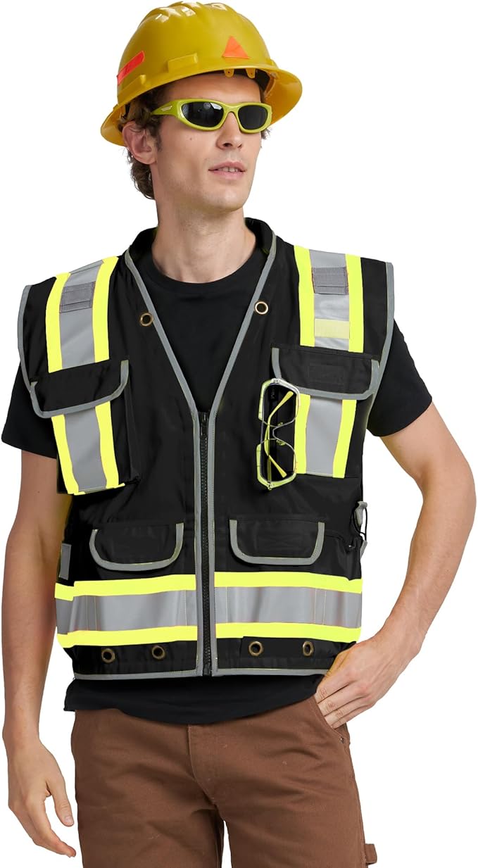 AYKRM Heavy Woven cotton High Vis Reflective work construction safety vest - Image 5