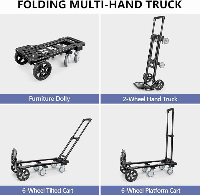 KEDSUM 3-in-1 Convertible Hand Truck Dolly, 600LBS Heavy Duty Dolly Cart - Image 2