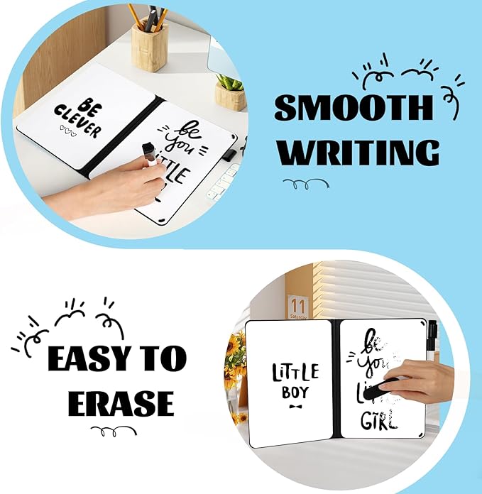 A5 Portable White Board Dry Erase, 8.4 x 6 inch Double Sided Folding Whiteboards - Image 3