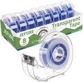8 Pcs Transparent Tape with Dispenser, 0.7 x 1000 in Blue Core Clear Tape Rolls by JEFURE