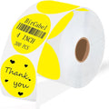 4 Inch Large Yellow Circle Thermal Labels, Self-Adhesive Round Inventory by BriCabel