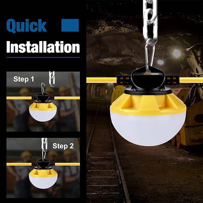 50FT Construction String Lights, IP65 Waterproof ETL Certified LED String Work - Image 3