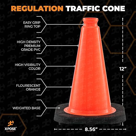 Xpose Safety 12 Inch Orange Traffic Cones, Kids and Construction - Image 2