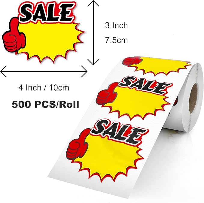 Starburst Sign Sale Stickers 4 x 3 Inches Self-Adhesive Blank Price Tags - Image 7