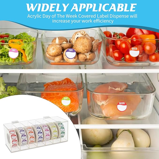 Acrylic Day of The Week Covered Label Dispenser 7-Slot Dispenser Day of The - Image 5