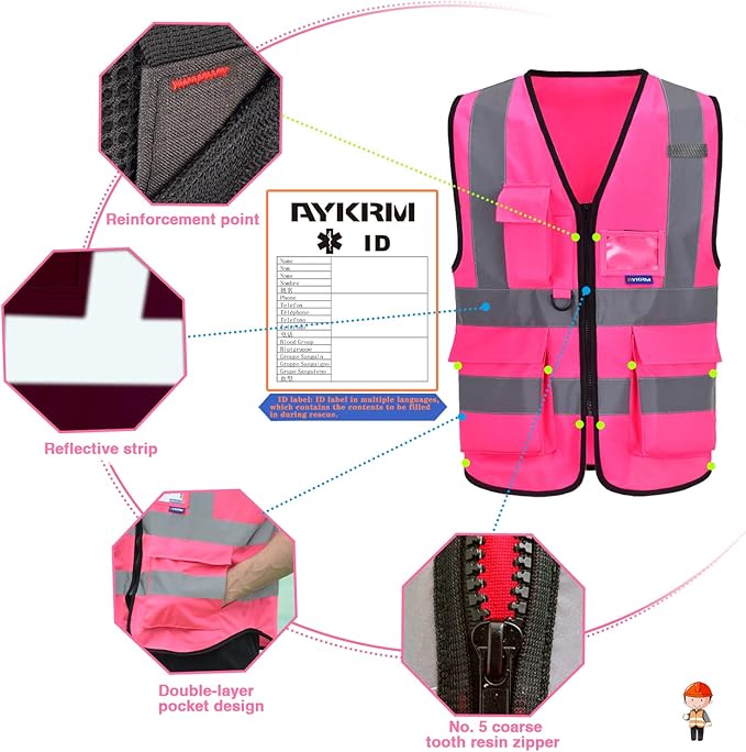 A-SAFETY High Visibility Reflective Safety Vest Customize Logo - Image 5