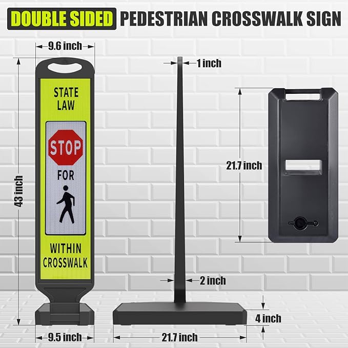2 Pack 43" x 9.6" inch Double Sided Pedestrian Crosswalk Sign, 21.8" x 9.6" x - Image 3