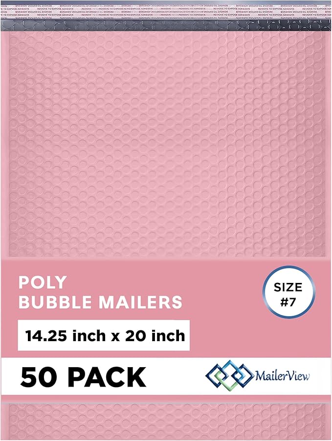 Light Pink Extra Large Poly Bubble Mailers 14.25x20 inch #7 | Self Seal Large by MAILERVIEW