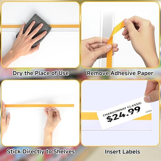 50 Pcs Shelf Label Strips, Self Adhesive Shelf Label Holder, 1.5''H x 48''L - Image 6