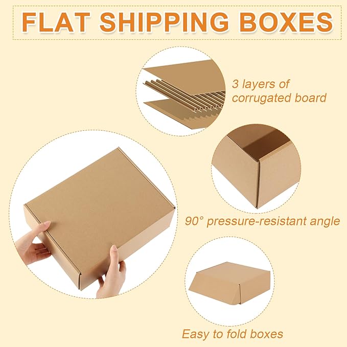 Qilery 100 Pcs Shipping Boxes Cardboard Gift Corrugated Cardboard Brown Boxes - Image 3