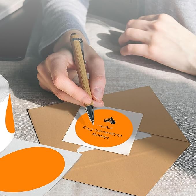4 Inch Large Orange Circle Thermal Labels, Self-Adhesive Round Inventory - Image 5