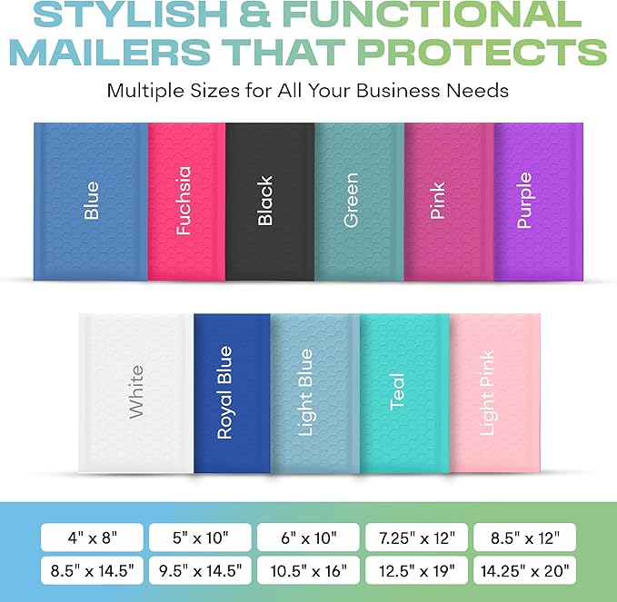 White 10.5x16 Inch Large Poly Bubble Mailers #5 | Padded Envelopes - Image 3