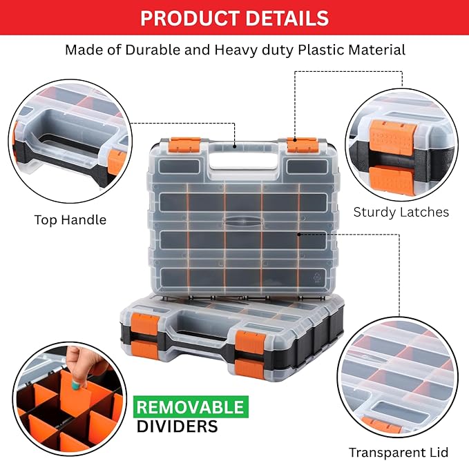 Andalus Tools Organizer Box, Small Parts Storage 34-Compartment Double-Sided - Image 5