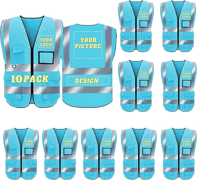 BeautyWill Custom Safety Vest Logo Class 2 High Visibility Reflevtive Vest by BeautyWill