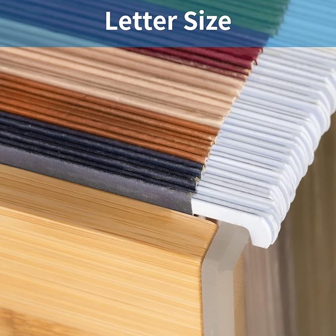 Clear Acrylic File Box Organizer, Bamboo Hanging Folder Storage Boxes, Filing - Image 3