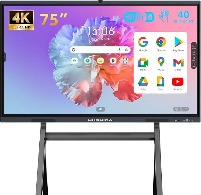 75" Smart Board Google EDLA-Certified 4K Interactive Whiteboard SmartBoard by HUSHIDA