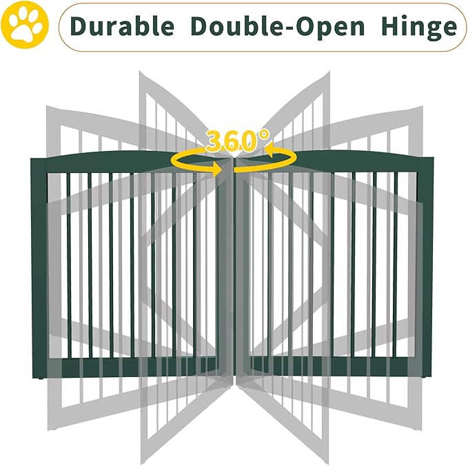 Freestanding Pet Gate for Dogs, Foldable Wooden Dog Gate for House, Step Over - Image 6