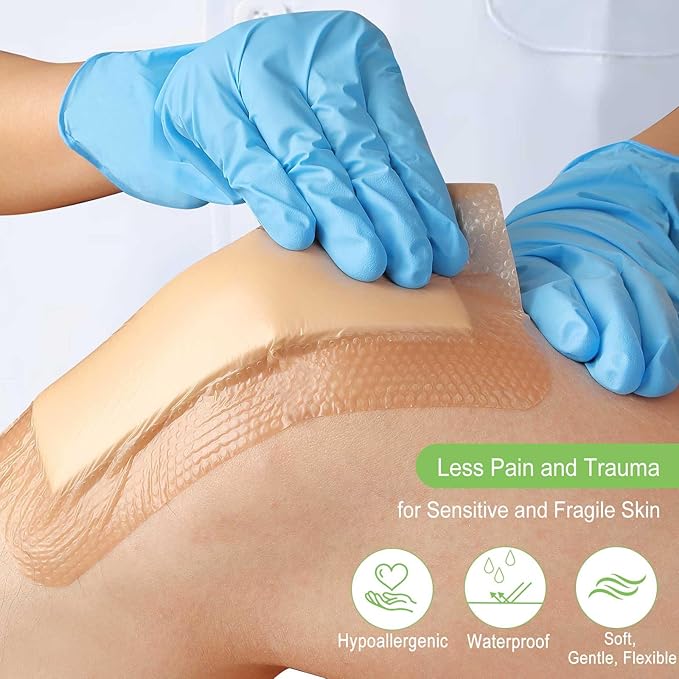 NeuHeils Silicone Super Absorbent Wound Dressing, 4x8 Inch, 2x6 Inch Absorbent - Image 4