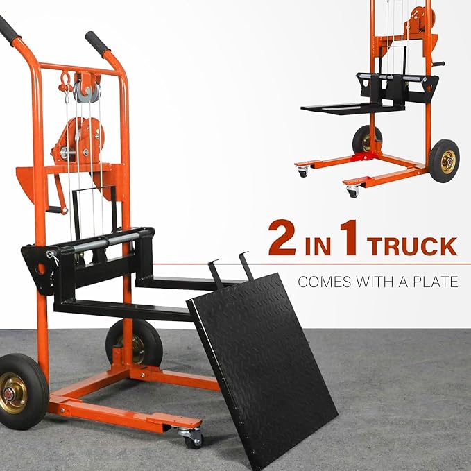 Material Lift Winch Stacker, 440 lbs Capacity Table Cart, 35.4" Lifting Height - Image 3